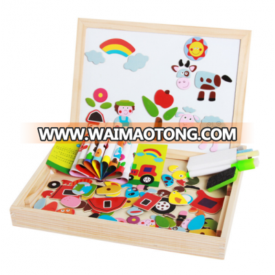 Toys For Kids New 2019 Amazon Cheap Early Educational Double Side Children Cartoon Animal Wooden Magnetic Drawing Board