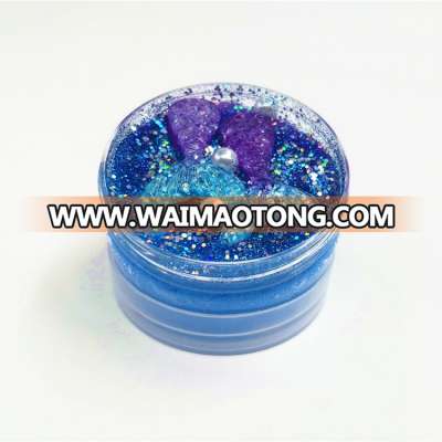 OEM Custom 2019 Amazon Hot Sell New Product DIY Bluish Violet Color Pearl Mermaid Cotton glitter Slime PlayDough Toy